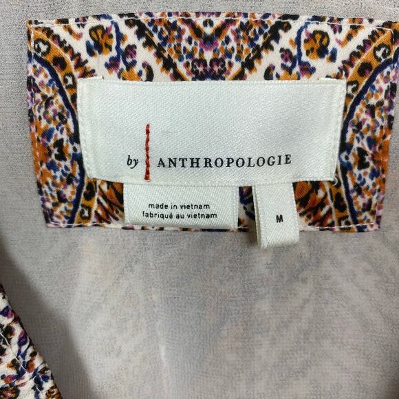 Anthropologie Brown Print Sabia Flounced Tunic Dress Sz.M - Picture 8 of 16